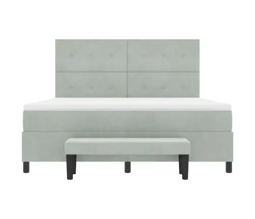 Kiemas Lova Su Čiužiniu Šviesiai Pilka 180 X 200 Cm Aksomas