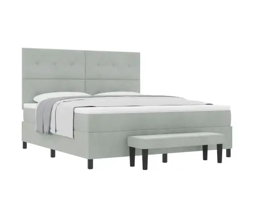 Kiemas Lova Su Čiužiniu Šviesiai Pilka 180 X 200 Cm Aksomas