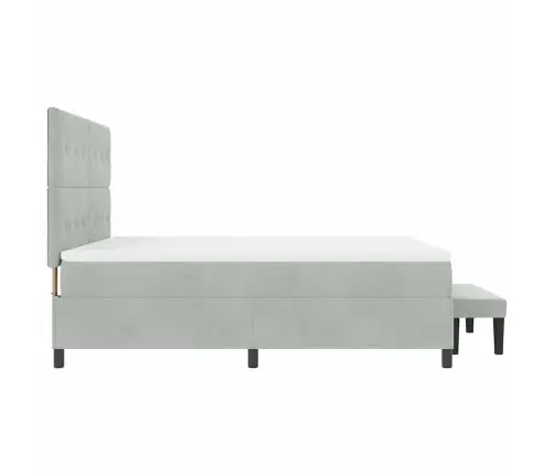 Kiemas Lova Su Čiužiniu Šviesiai Pilka 180 X 200 Cm Aksomas
