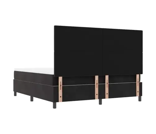 Kastītes Atsperu Gulta Ar Matraci Melna 180 X 200 Cm Samts Vidaxl