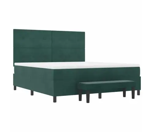 Kastītes Atsperu Gulta Ar Matraci Tumši Zaļa 180 X 200 Cm Samts Vidaxl