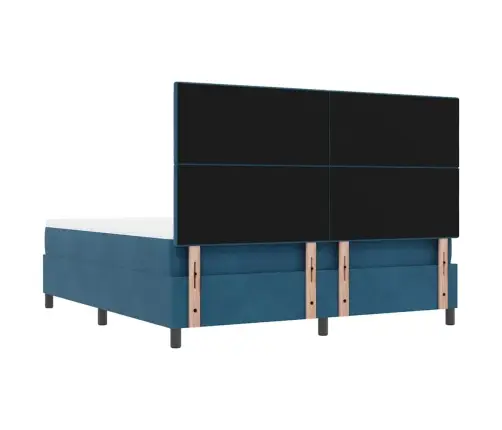 Kastītes Atsperu Gulta Ar Matraci Tumši Zila 180 X 200 Cm Samts Vidaxl