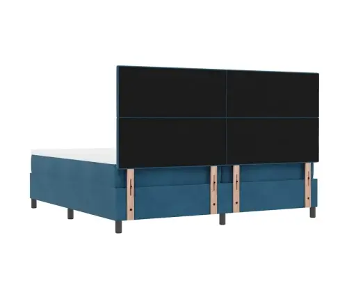 Kastītes Atsperu Gulta Ar Matraci Tumši Zila 200 X 200 Cm Samts Vidaxl