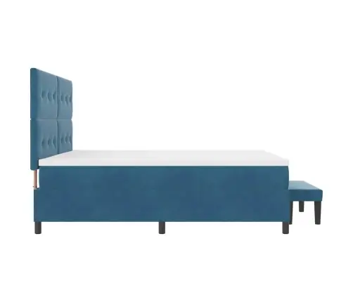 Kastītes Atsperu Gulta Ar Matraci Tumši Zila 200 X 200 Cm Samts Vidaxl