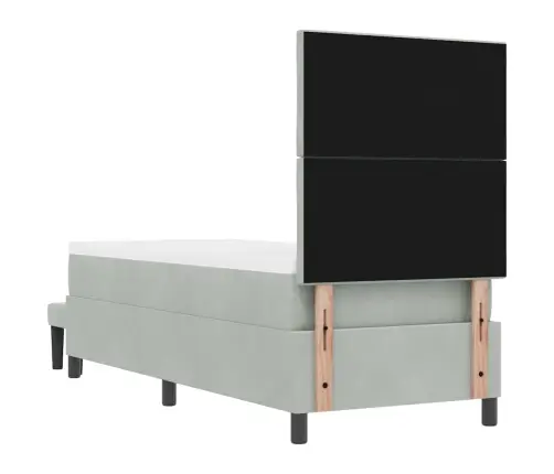 Kiemas Lova Su Čiužiniu Šviesiai Pilka 80 X 200 Cm Aksomas