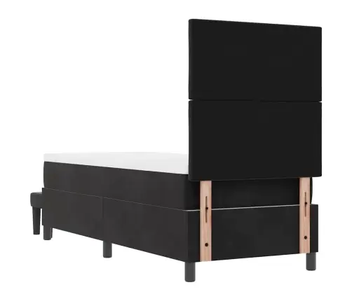 Kastītes Atsperu Gulta Ar Matraci Melna 80 X 200 Cm Samts Vidaxl