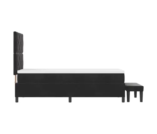Kastītes Atsperu Gulta Ar Matraci Melna 80 X 200 Cm Samts Vidaxl