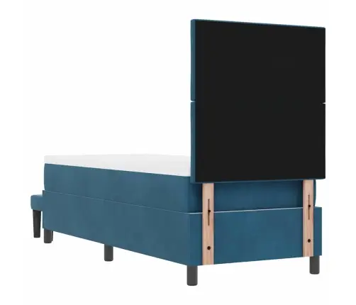 Kastītes Atsperu Gulta Ar Matraci Tumši Zila 80 X 200 Cm Samts Vidaxl