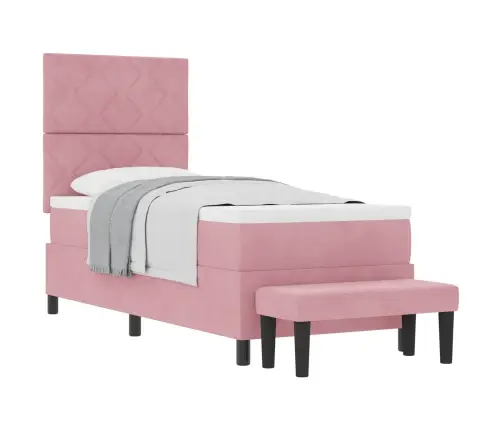 Kiemas Lova Su Čiužiniu Rožinė 80 X 200 Cm Aksomas