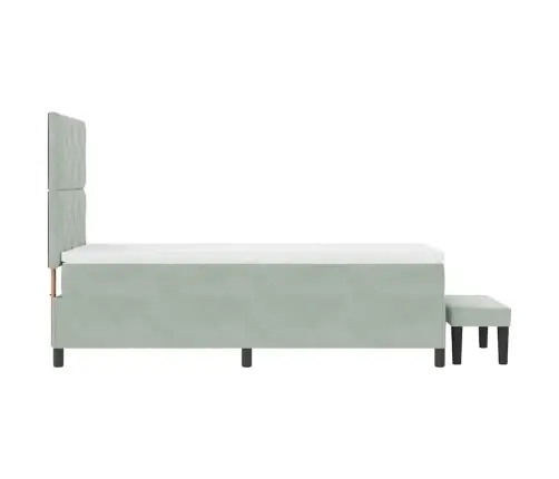 Kastītes Pamatne Ar Matraci Un Soli Gaiši Pelēkā Krāsā 90X190 Cm Samts Vidaxl