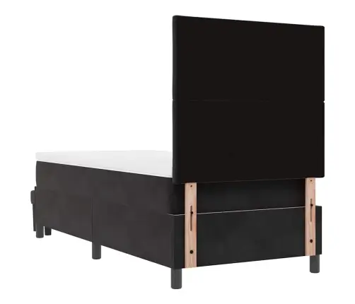 Kastītes Atsperu Gulta Ar Matraci Melna 90 X 190 Cm Samts Vidaxl