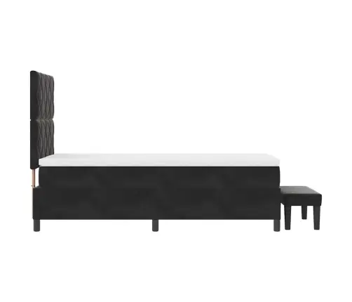 Kastītes Atsperu Gulta Ar Matraci Melna 90 X 190 Cm Samts Vidaxl