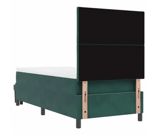 Kastītes Atsperu Gulta Ar Matraci Tumši Zaļa 90 X 200 Cm Samts Vidaxl