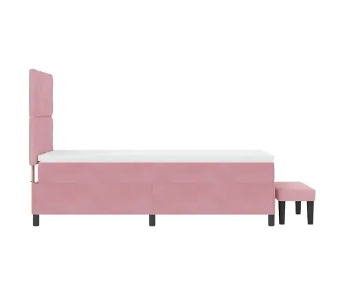 Kastītes Atsperu Gulta Ar Matraci Rozā 90 X 200 Cm Samts Vidaxl