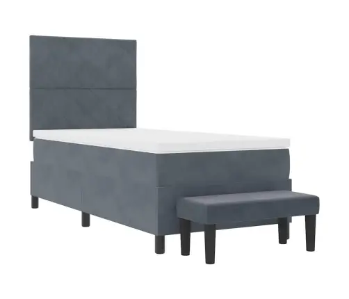 Gultas Atsperes Gulta Ar Matraci & Soliņu Tumši Pelēks 100X200 Cm Samts Vidaxl