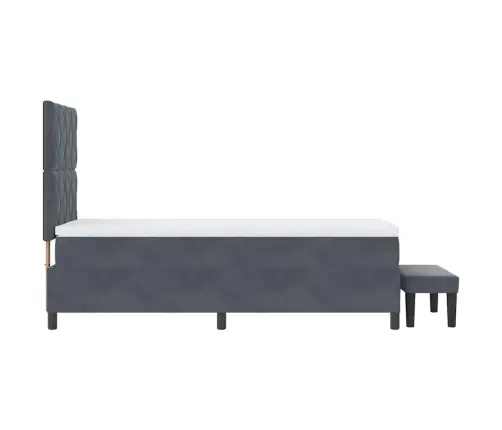 Gultas Atsperes Gulta Ar Matraci & Soliņu Tumši Pelēks 100X200 Cm Samts Vidaxl