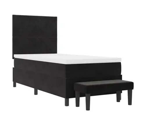 Kastē Pavasara Gulta Ar Matraci & Soli Melnā 100X200 Cm Samta Vidaxl