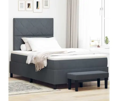 Kastītes Gulta Ar Matraci Un Soli Tumši Pelēks 120X190 Cm Samts Vidaxl
