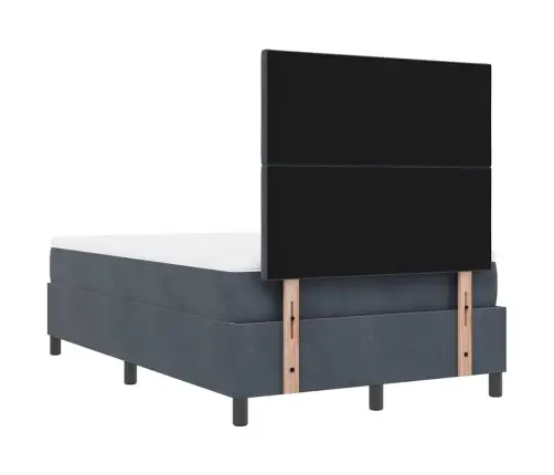 Kastītes Gulta Ar Matraci Un Soli Tumši Pelēks 120X190 Cm Samts Vidaxl