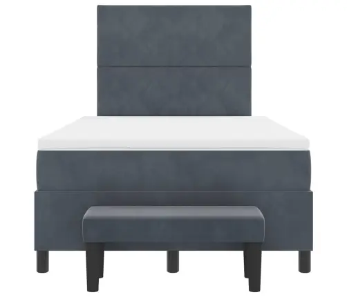 Kastītes Gulta Ar Matraci Un Soli Tumši Pelēks 120X190 Cm Samts Vidaxl