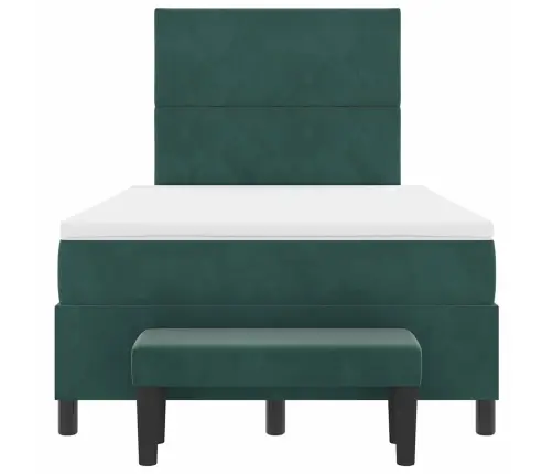 Kiemas Lova Su Čiužiniu Tamsiai Žalia 120 X 190 Cm Aksomas