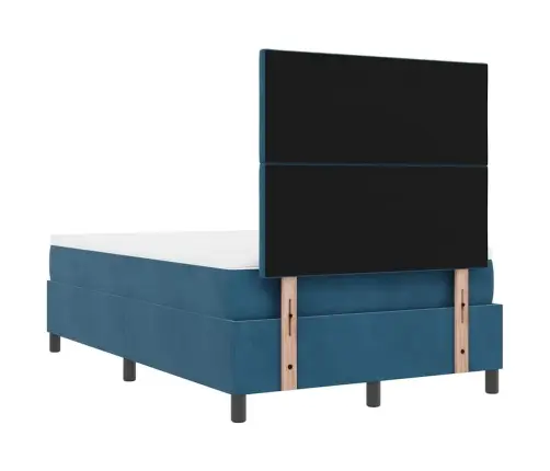 Kastītes Atsperu Gulta Ar Matraci Tumši Zila 120 X 190 Cm Samts Vidaxl