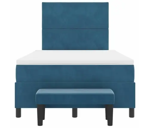 Kastītes Atsperu Gulta Ar Matraci Tumši Zila 120 X 190 Cm Samts Vidaxl