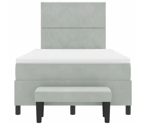 Kiemas Lova Su Čiužiniu Šviesiai Pilka 120 X 200 Cm Aksomas