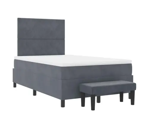 Kastes Gulta Ar Matraci Un Soli Tumši Pelēkā Krāsā 120X200 Cm Samts Vidaxl