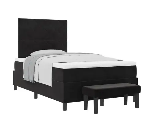 Gultas Rāmis Ar Matraci Un Soli Melnā Krāsā 120X200 Cm Samts Vidaxl