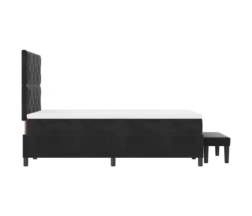 Gultas Rāmis Ar Matraci Un Soli Melnā Krāsā 120X200 Cm Samts Vidaxl