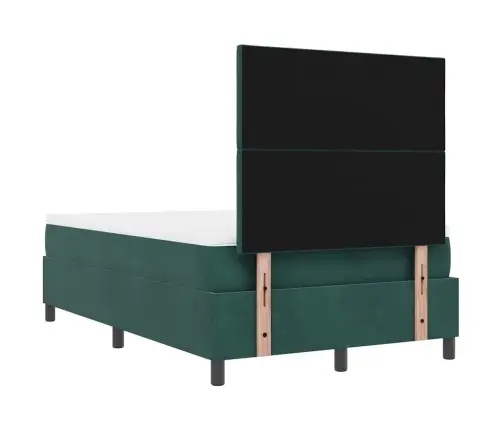 Kastītes Atsperu Gulta Ar Matraci Tumši Zaļa 120 X 200 Cm Samts Vidaxl