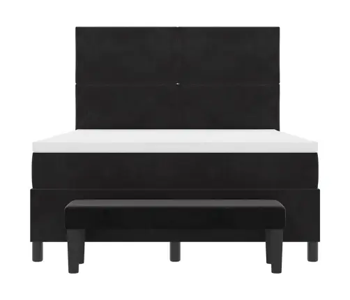 Kiemas Lova Su Čiužiniu Juoda 140 X 190 Cm Aksomas