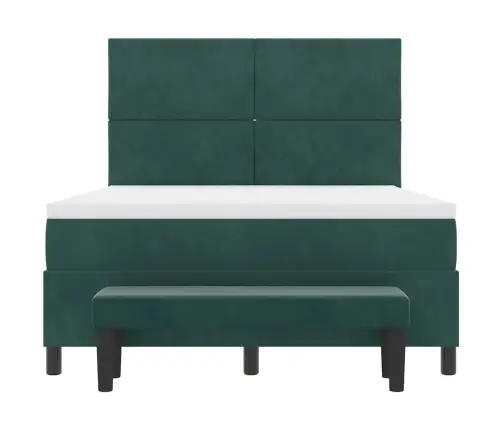Kiemas Lova Su Čiužiniu Tamsiai Žalia 140 X 190 Cm Aksomas