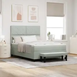 Kastītes Atsperu Gulta Gaiši Pelēka 140 X 200 Cm Samts Vidaxl