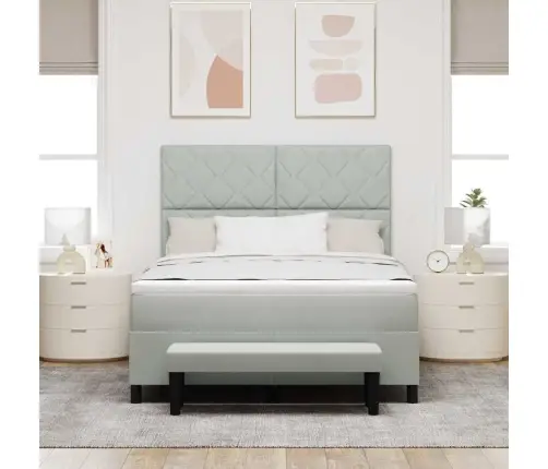 Kastes Atsperu Gulta Ar Matraci Un Soli Gaiši Pelēka 140X200 Cm Samts Vidaxl