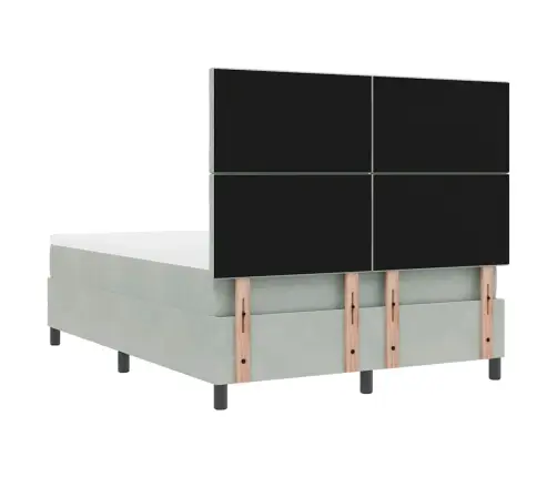 Kastes Atsperu Gulta Ar Matraci Un Soli Gaiši Pelēka 140X200 Cm Samts Vidaxl