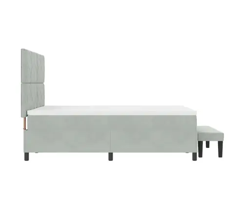 Kastes Atsperu Gulta Ar Matraci Un Soli Gaiši Pelēka 140X200 Cm Samts Vidaxl