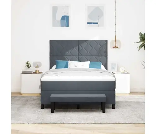 Kastes Atsperu Gulta Ar Matraci & Soliņu Tumši Pelēkā 140X200 Cm Samts Vidaxl