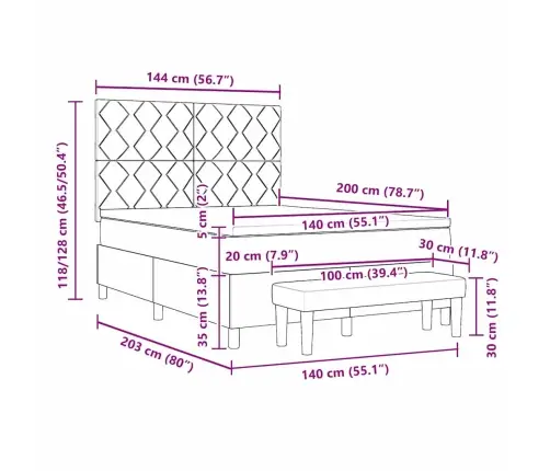 Kastītes Atsperu Gulta Ar Matraci Melna 140 X 200 Cm Samts Vidaxl