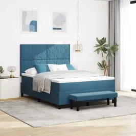 Kastītes Atsperu Gulta Tumši Zila 200 X 140 Cm Samts Vidaxl