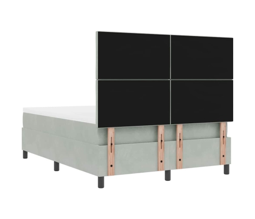 Kaste Pavasara Gulta Ar Matraču & Soliņu Gaiši Pelēka 160X200 Cm Samts Vidaxl