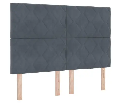 Kastītes Atsperu Gulta Tumši Pelēka 160 X 200 Cm Samts Vidaxl