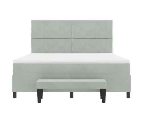 Kiemas Lova Su Čiužiniu Šviesiai Pilka 180 X 200 Cm Aksomas