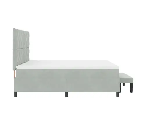 Kiemas Lova Su Čiužiniu Šviesiai Pilka 180 X 200 Cm Aksomas