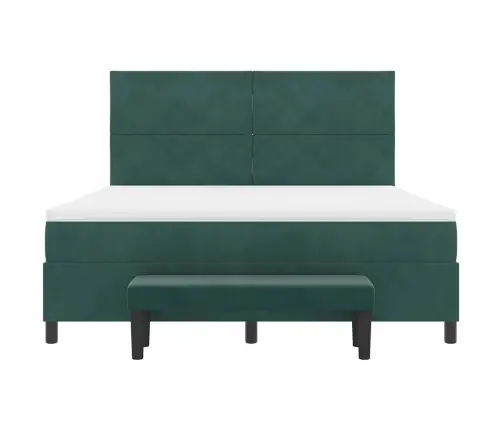 Kiemas Lova Su Čiužiniu Tamsiai Žalia 180 X 200 Cm Aksomas