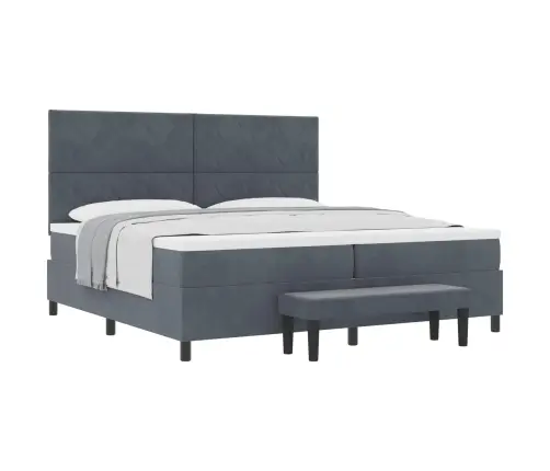 Kastīņu Gulta Ar Matraci Un Sols Tumši Pelēks 200X200 Cm Samts Vidaxl