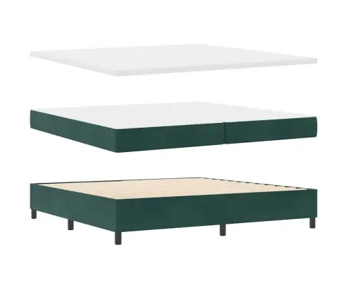 Kastītes Atsperu Gulta Ar Matraci Tumši Zaļš 200 X 200 Cm Samts Vidaxl