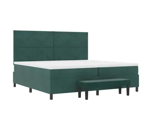 Kastītes Atsperu Gulta Ar Matraci Tumši Zaļš 200 X 200 Cm Samts Vidaxl
