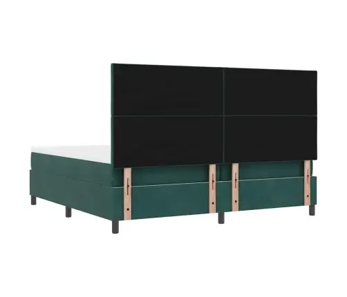 Kastītes Atsperu Gulta Ar Matraci Tumši Zaļš 200 X 200 Cm Samts Vidaxl